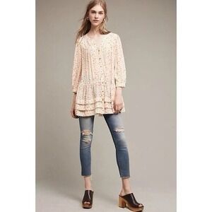 Maeve by Anthropologie Paccia Tunic Top Womens S Tiered Coquette Boho